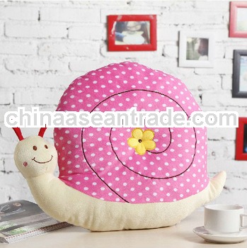 Pink and blue soft Snail animal microbeads pillow