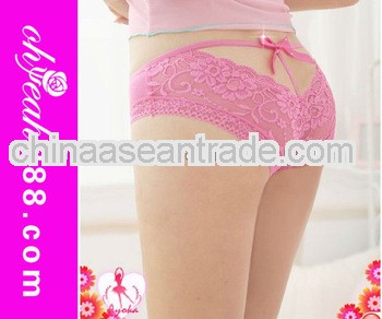 Pink color hot sexy lace transparent panty