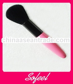 Pink handle goat hair black aluminum ferrule powder brush