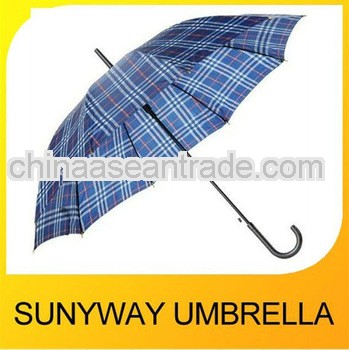 Plaed Stick Rain Umbrella Wooden Handle