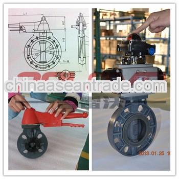 Plastic pvc butterfly valve with actuator