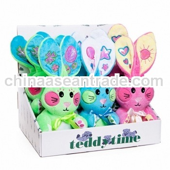 Plush stuffed colorful mini rabbit toy for kids