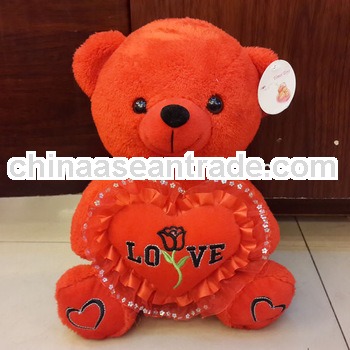 Plush valentine soft bear toy with heart