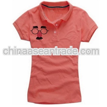 Polyester emborider pink women s polo shirts