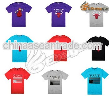 Polyester xl customized badge logo stripe t-shirt