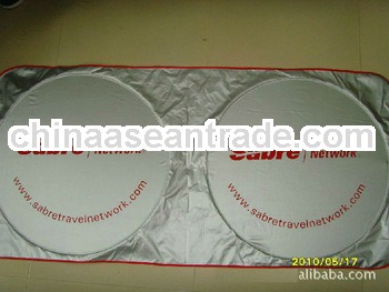 Portable silver polyester front car sun shade