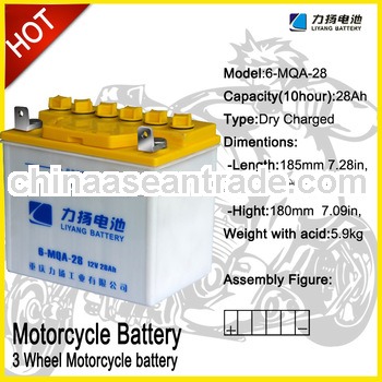 Price for dry charged starting battery with high quality 12 volts