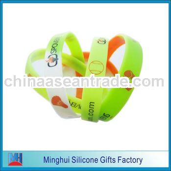 Printed Silicone Bracelets with Baseball and Shuttlecock