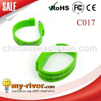 Promotion custom silicone wristband usb 512mb free logo printing usb wristband