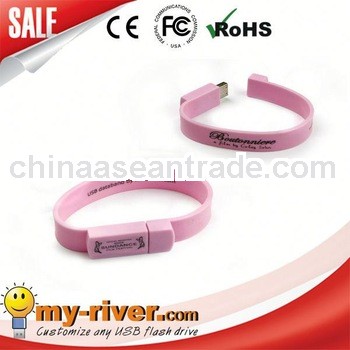 Promotion silicone wristband usb led watch free logo printing usb wristband