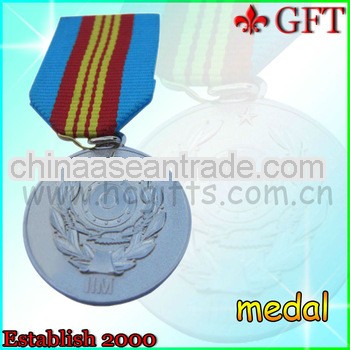 Promotional ribbon and metal silver medal