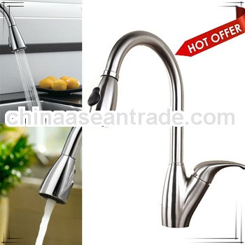 Pullout stainless steel wall mount kitchen faucet with spray
