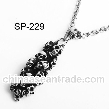 Punk 316L Stainless Steel Skull Head Coin Pendant Jewelry