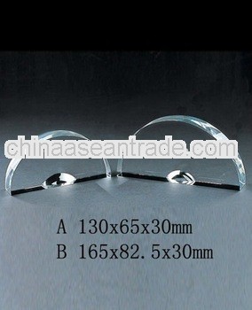 Pure crystal glass fan shape with engraved for crystal trophy and award (R-0269)