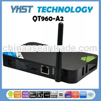 QT960-A2 TV Box Android 4.2 Allwinner A20 Cortex-A7 Dual Core 1.5GHz Mali400MP2 GPU RAM 1GB ROM 4GB