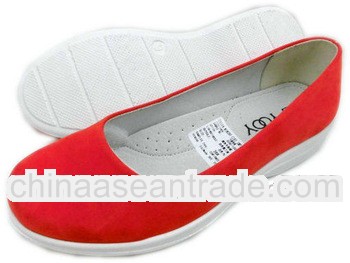 ROGE-1005 Women suede shoes with colorful suede upper and white PU injection sole
