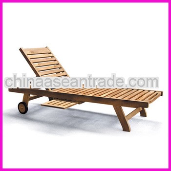 Recling Outdoor Beach adjustable wooden sun lounger