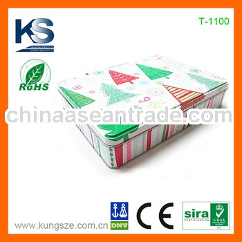 Rectangular biscuit tin with slid cover