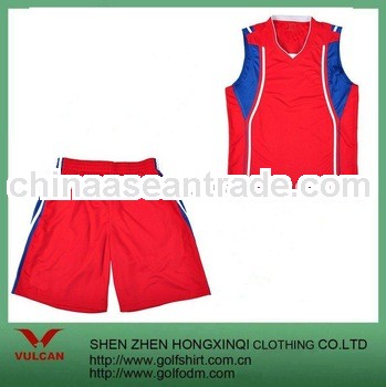 Red 100% Polyester Dry Fit Basketball Sportswear Jersey