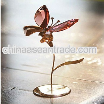 Red Butterfly Crystal Flower Paperweight