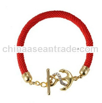 Red Cotton Rope Bracelets With Anchor Charm
