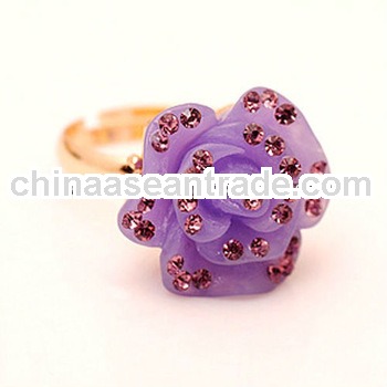 Resin rose ,mint flower ring