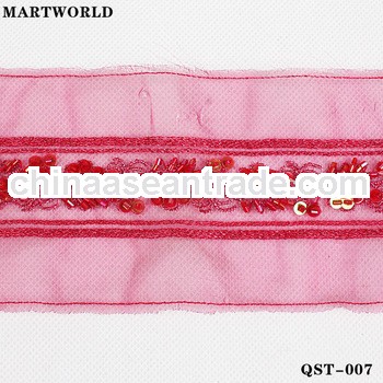 Rosy beaded waist sash belt in wedding dresses(QST-007)