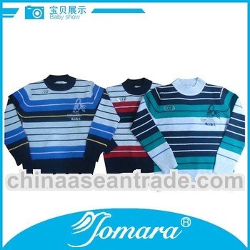 Round neck long sleeve pullover boy's wool sweater