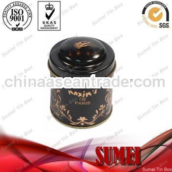Round tea tin can