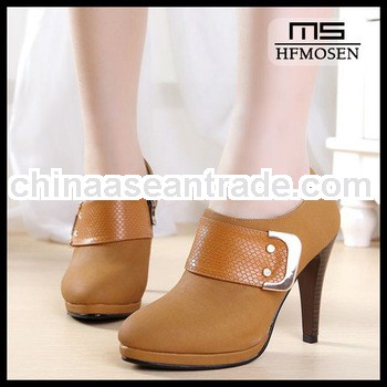S4028 hotsale newest OL style elegant temperament high heels genuine leather simple ladies shoes