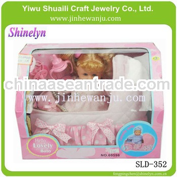 SLD-352 fashion mini real baby doll with long yellow hair lovely with feeder toys factory wholesale