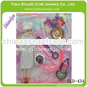 SLD-434 cheap doctor toy with a plastic doll play funny set for kids educational gift