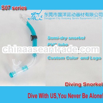 Semi-Dry PVC Scuba diving snorkel for adults and kids