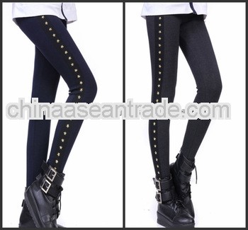 Sexy Shiny Wet Look Black Studded Tights Leggings 2013