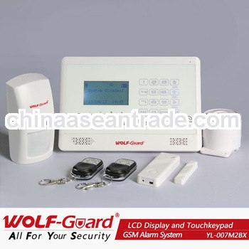 Shenzhen factory!!home security alarm system with LCD display and Touch keypad with pir motion senso