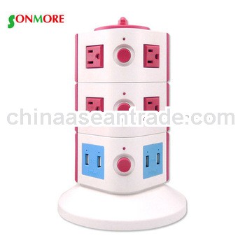 Shenzhen vertical power strip with usb chargering and surge protector