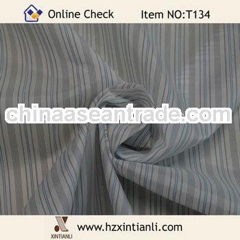 Shiny Blue Black and White Striped Polyester Lining Fabric