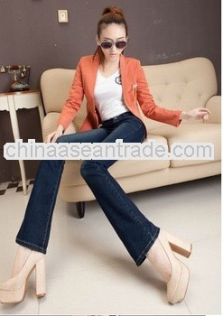 Shuge Fashion Style Wash Hole Design Trousers Loose Turnup Denim Jean Pants HY12082907-1