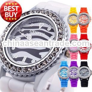 Silicone long strap women watch