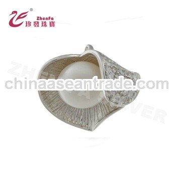 Simple design 10mm natural freshwater pearl solid 925 silver pendant