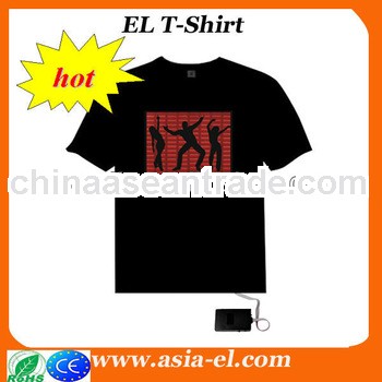 Sound Activated EL Electro T-Shirt Dance Rave Party Music Concert EL T-Shirt