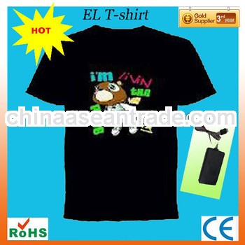 Sound Activated EL Flash T-Shirt Dance Rave Party Music Concert,EL Flashing Shirt