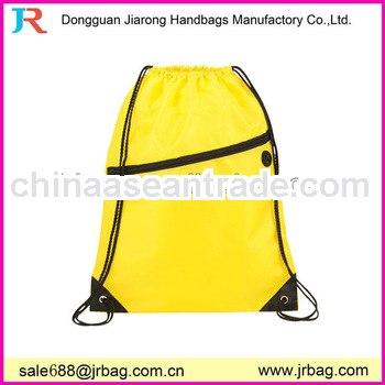 Sports polyester drawstring backpack with front pocket