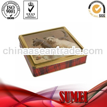 Square dog food tin can