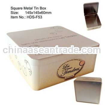 Square tin box for cake biscuit, cookie, or tea bags