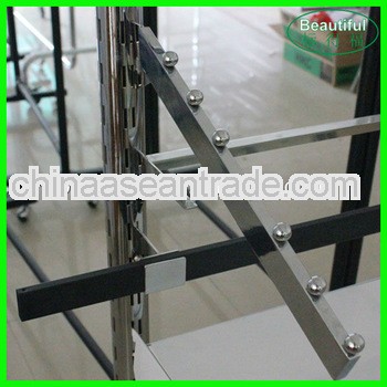 Square tube brackets for upright shelf