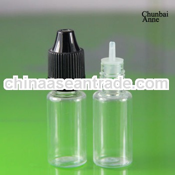 Stock now!! clear pet 10ml dropper bottles with childproof cap long tip