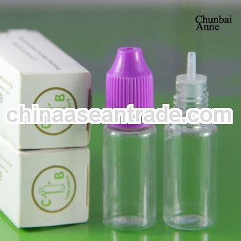 Stock now!! clear pet 10ml plastic dropper bottle with child proof cap long tip