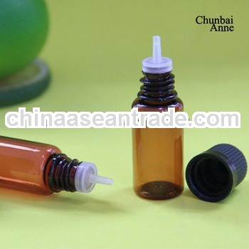 Stock now! vapor juice amber pet retail plastic 10ml bottle with childproof cap