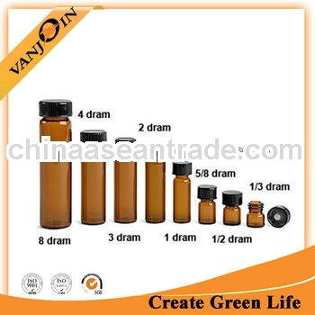 Straight Amber Glass Vial With Black Caps